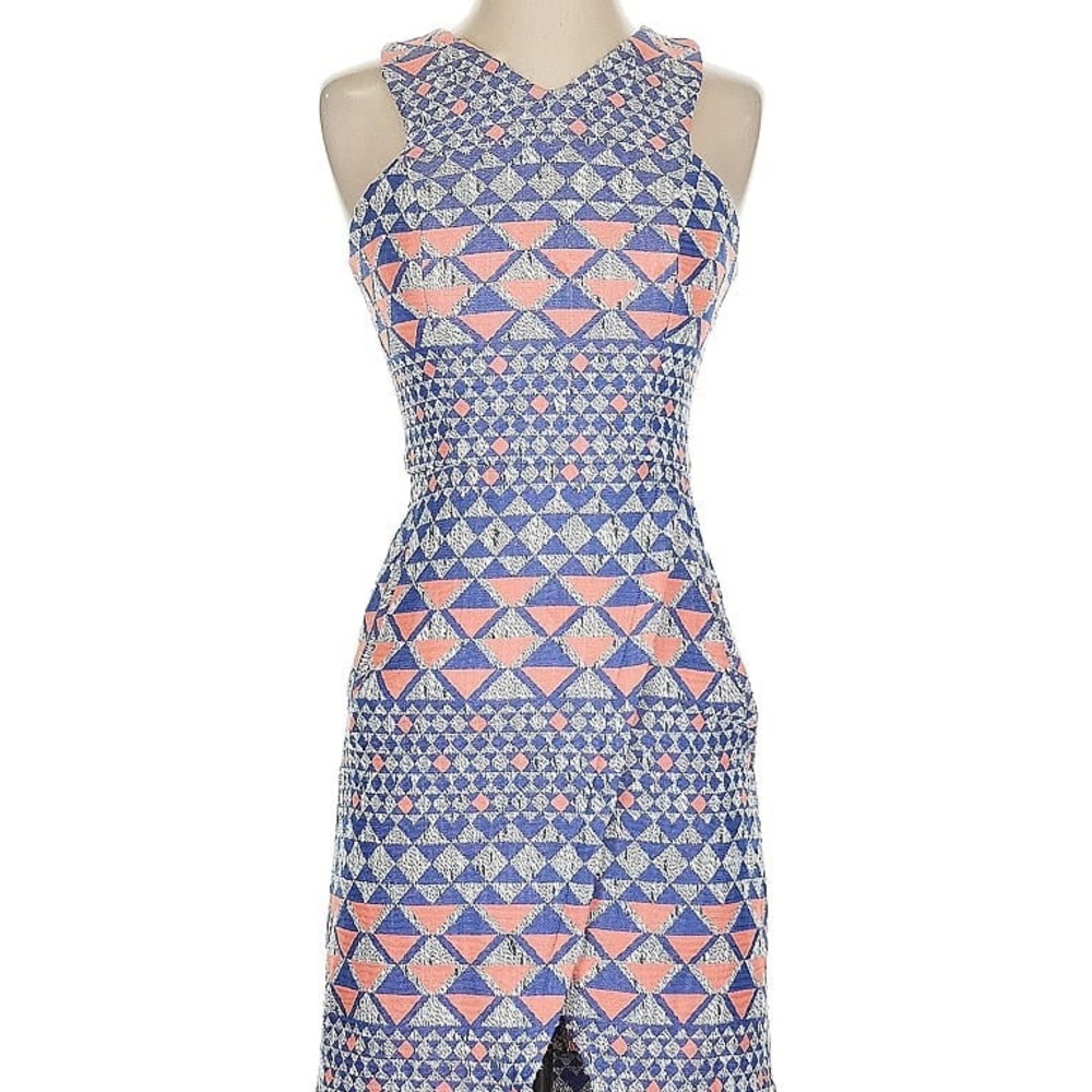 NWOT Nomad by Morgan Carper Geometric Patterned Blue and Pink Mini Dress